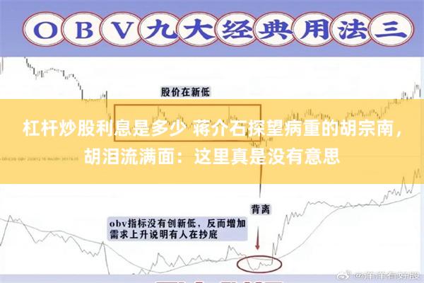 杠杆炒股利息是多少 蒋介石探望病重的胡宗南，胡泪流满面：这里真是没有意思