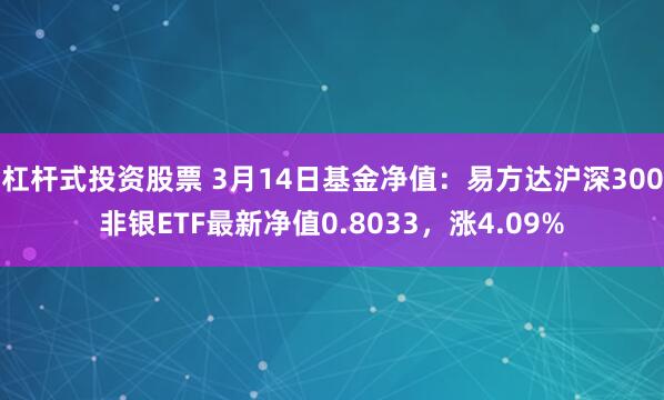 杠杆式投资股票 3月14日基金净值：易方达沪深300非银ETF最新净值0.8033，涨4.09%